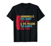 Divertente Armonicista Heart Skill Passion Armonica Maglietta