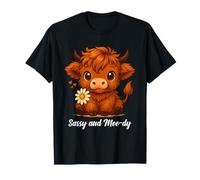 Divertente arte con animali da fattoria con una mucca delle Highland Sassy and Moo-dy Maglietta