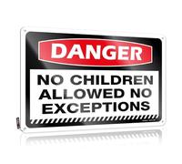 Divertente arte da parete dolce retrò Pericolo No Children Allowed No Exceptions For Scale - Decorazione vintage per esterni personalizzabile (30 x 40 cm)