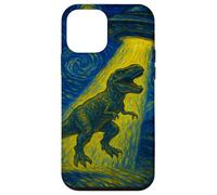 Divertente arte moderna T-Rex rapito da alieni UFO Design Custodia per iPhone 12 mini