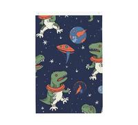 Divertente astronauta dinosauro razzo benvenuto bandiera giardino 2x3 ft double face no dissolvenza casa cortile bandiere foto sfondo festa banner per cortile portico prato decorazione esterna