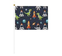 Divertente astronauta dinosauro razzo stampa convenienza bandiera palmare bandiere versatili palo feste sfilate decorazioni vacanze