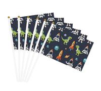 Divertente astronauta dinosauro razzo stampa convenienza bandiera palmare bandiere versatili palo feste sfilate decorazioni vacanze