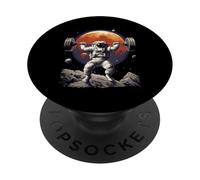 Divertente Astronauta Spazio Pesi Fitness Palestra Allenamento Uomini PopSockets PopGrip Adesivo
