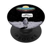 Divertente Astronauta Terra Andata Terra Piatta Spazio Umorismo Donne Uomini PopSockets PopGrip Adesivo