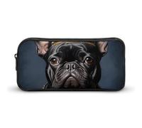 Divertente astuccio con bulldog francese Frenchie con corona dorata, astuccio carino per penne e cosmetici, organizer per viaggi e ufficio