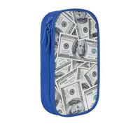 Divertente astuccio con stampa di dollari e soldi, pratico astuccio multi-scomparto per ufficio, viaggi, scuola, arte e forniture quotidiane, Blu, Taglia unica, Con tasca per il