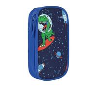 Divertente astuccio, motivo: astronauta, dinosauro, razzo, pratico, multi-scomparto, per ufficio, viaggi, scuola, arte quotidiana, Blu, Taglia unica, Con tasca per il