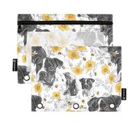 Divertente astuccio trasparente per matite a 3 anelli, con motivo cane Staffordshire Bull Terrier, colore bianco, con fori per raccoglitore, accessori di cancelleria per la scuola