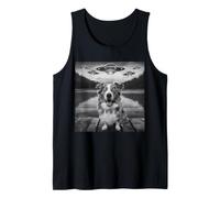 Divertente Australian Shepherd Selfie UFO Astronave Aliena Canotta