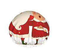 Divertente Babbo Natale Bagno Cuffia da doccia Cartoon Lovely Hat Mrs Claus Together Jolly Holiday Love Cuffie da doccia per donna DoubleBathing Shower Hat Protezione dei capelli Riutilizzabile