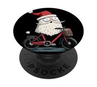 Divertente Babbo Natale barbuto con look alla moda in bicicletta PopSockets PopGrip Adesivo
