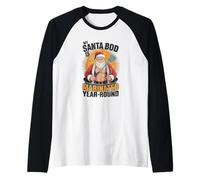 Divertente Babbo Natale Bod BBQ Natale Umorismo Grilling Holiday Chef Ma Maglia con Maniche Raglan