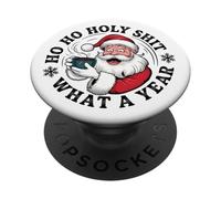 Divertente Babbo Natale caffè Natale - Ho Ho Holy Wow What a Year PopSockets PopGrip Adesivo