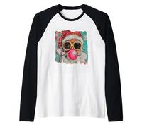 Divertente Babbo Natale Che soffia Bubblegum Occhiali da Sole Maglia con Maniche Raglan