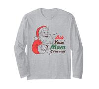 Divertente Babbo Natale Chiedi alla Mamma Natale Umorismo Festa Grafica Maglia a Manica