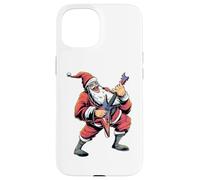 Divertente Babbo Natale Chitarrista Rocce Retro Musica Festa di Natale Custodia per iPhone 15