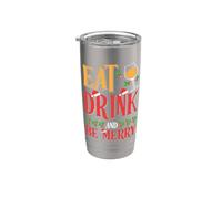 Divertente Babbo Natale con scritta in inglese "Eat Drink And Be Merry Winter Santa" Bicchiere termico in acciaio inox doppia parete