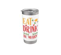 Divertente Babbo Natale con scritta in inglese "Eat Drink And Be Merry Winter Santa" Bicchiere termico in acciaio inox doppia parete