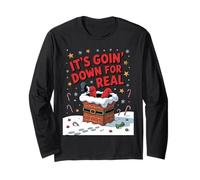 Divertente Babbo Natale Giù Camino Natale Vacanze Umorismo Natale Tees Maglia a Manica