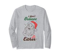 Divertente Babbo Natale, Non Credo in Te, Umorismo Natalizio Maglia a Manica