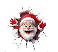 Divertente Babbo Natale rompe attraverso la parete adesivi per finestre, adesivi per porte interne, finestre decorazioni natalizie per interni (Babbo Natale rompe attraverso il muro)