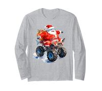 Divertente Babbo Natale Shark Driving Monster Car Truck Giorno di Natale Maglia a Manica