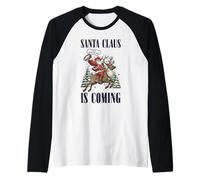 Divertente Babbo Natale Sta arrivando Divertente Natale Maglia con Maniche Raglan