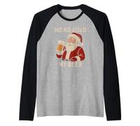 Divertente Babbo Natale Tropicale con Birra - Ho Ho Hold My Beer Christmas Maglia con Maniche Raglan