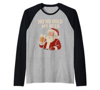 Divertente Babbo Natale Tropicale con Birra - Ho Ho Hold My Beer Christmas Maglia con Maniche Raglan