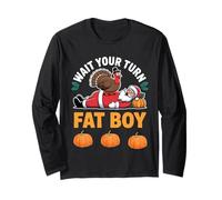 Divertente Babbo Natale Turchia Aspetta Il Tuo Turno Fat Boy Maglia a Manica