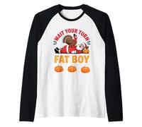Divertente Babbo Natale Turchia Aspetta Il Tuo Turno Fat Boy Maglia con Maniche Raglan