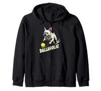 Divertente Ballaholic Bulldog Francese Che insegue Frenchie Ball Felpa con Cappuccio