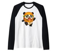 Divertente ballando Il Panda Hamburger Fast Food Cartone Animato Maglia con Maniche Raglan