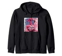 Divertente Bandiera Americana Fenicottero Mascotte USA Felpa con Cappuccio