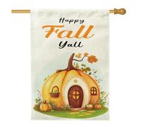 Divertente bandiera autunnale per casa con zucca, 71 x 101 cm, double face, per decorazione esterna, bandiera autunnale con zucca strana e anime, bandiera per la casa, in tela per bambini, motivo per