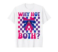 Divertente bandiera bisessuale bi-orgoglio LGBTQ Coquette Bow Why Not Entrambi Maglietta