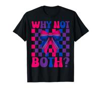 Divertente bandiera bisessuale bi-orgoglio LGBTQ Coquette Bow Why Not Entrambi Maglietta