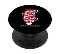 Divertente bandiera britannica Keep Calm and Have a Cup of Tea PopSockets PopGrip Adesivo