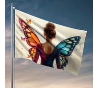 Divertente bandiera colorata con ali di farfalla, decorazione per la casa, per uomini, dormitorio universitario (120 x 180 cm)