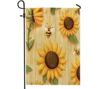 Divertente bandiera da giardino con api per bambini, 30,5 x 45,7 cm, double face, decorativa per esterni, motivo girasole e insetti, bandiera per casa, in tela, carina anime, piccola bandiera da
