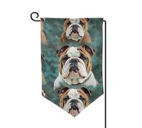 Divertente bandiera da giardino con bulldog inglese verticale su entrambi i lati, 30,5 x 45,7 cm, per primavera, estate, stagione, vacanza, fattoria, cortile, decorazione da appendere all'aperto