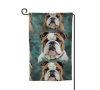 Divertente bandiera da giardino con bulldog inglese verticale su entrambi i lati, 30,5 x 45,7 cm, per primavera, estate, stagione, vacanza, fattoria, cortile, decorazione da appendere all'aperto