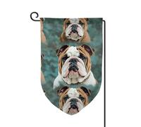 Divertente bandiera da giardino con bulldog inglese verticale su entrambi i lati, 30,5 x 45,7 cm, per primavera, estate, stagione, vacanza, fattoria, cortile, decorazione da appendere all'aperto