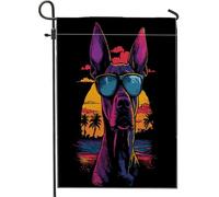 Divertente bandiera da giardino con cane doberman, 30,5 x 45,7 cm, double face, decorativa per esterni, bandiera colorata in tela per la casa, piccola bandiera per cortile e prato