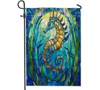 Divertente bandiera da giardino con cavalluccio marino, 30,5 x 45,7 cm, double face, decorativa per esterni, in vetro, scena subacquea, bandiera per la casa, piccola bandiera per il giardino