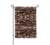 Divertente bandiera da giardino con chicchi di caffè tostato su entrambi i lati, 71,1 x 101,6 cm (leggera), vivace stampa su tutta la superficie, decorazione per cortile, giardino, terrazza o portico