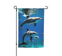 Divertente bandiera da giardino con delfino, 30,5 x 45,7 cm, decorazione per esterni per cortile, patio, portico e bandiera del prato