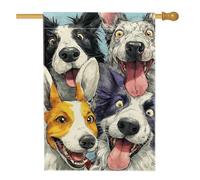 Divertente bandiera da giardino con faccine di cane, striscione decorativo colorato con animali, bandiera da cortile in iuta su entrambi i lati per decorazione esterna del prato, perfetta per feste