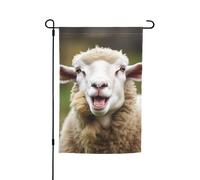 Divertente bandiera da giardino con lingua di pecora cattiva carino animale per esterni 30,5 x 45,7 cm, bandiera da giardino stagionale su entrambi i lati con occhielli bandiera esterna per